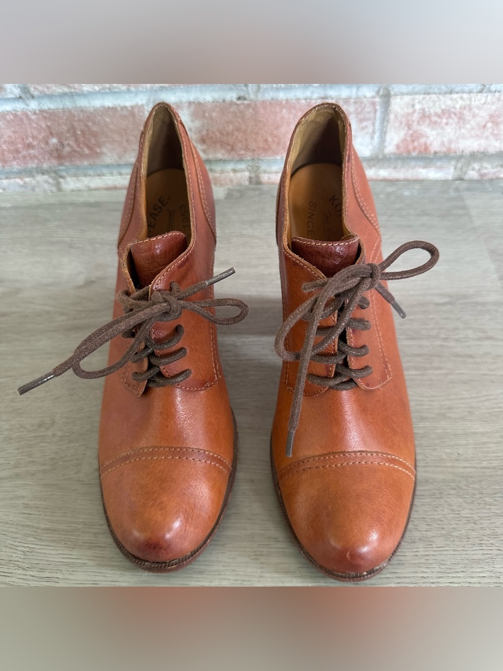 Kork-Ease Block Heels Wendy Lace Up Women’s 8.5 Leather Tan Academia Cottage - Picture 2 of 9